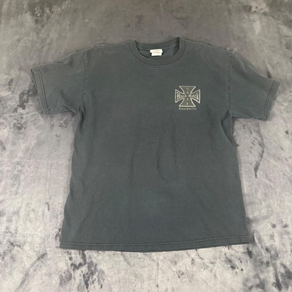 Hard Rock Cafe T-Shirt Mens Medium Black Louisville Maltese Cross Graphic Tee